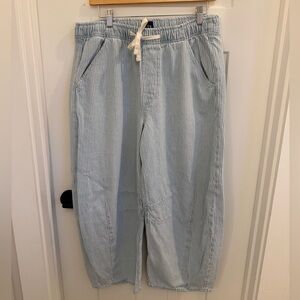 GAP Women’s  Light Blue Pinstripe Pull on Barrel Pants
